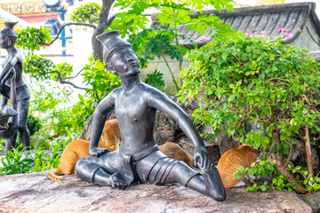 Garden in Wat Pho Buddhist Temple, Bangkok, Thailand