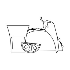 Mexican taco food black and white