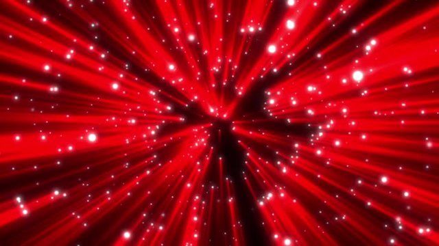 Red Stars Shine Rays Particles Spheres Abstract Motion Background Loop