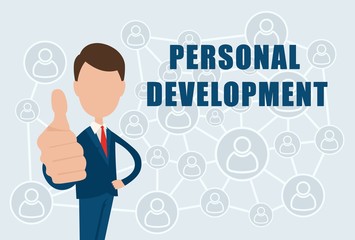 Personal development - text on the background of the sign of the  Internet network. Business concept.