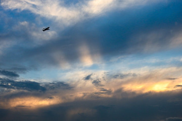 Plane in sunset