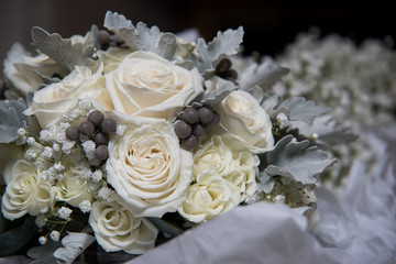 wedding bouquet of white roses