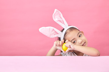 girl with rabbit ears Easter day