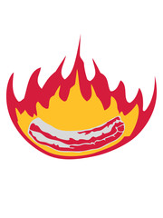 feuer flammen brennen heiß fackel bacon schinken fleisch lecker hunger grillen braten essen frühstück küche chef schürze clipart hungrig design