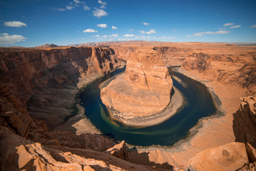 Horseshoe bend on sunny day. Arizona, Colorado river