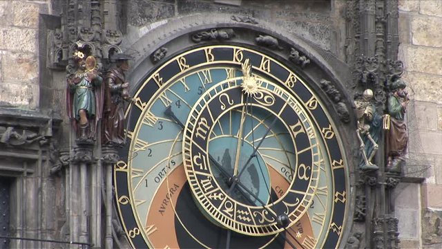 Close view of Astrological Clock in Prague Czech Republic