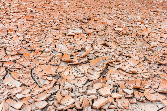 Sun dried clay slabs texture