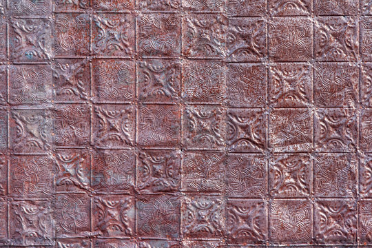 Rusty Pressed Tin Wall Background Texture