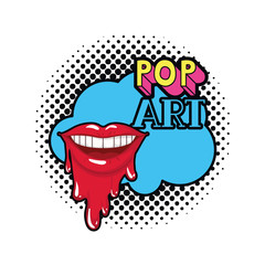 female mouth dripping isolated icon