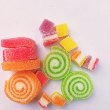 Colorful sweet jelly marshmello on white background.