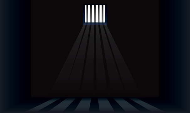 Dark prison cell with bars