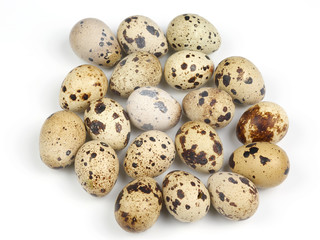 quail eggs on a white background