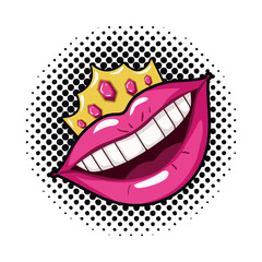 female mouth pop art style isolated icon