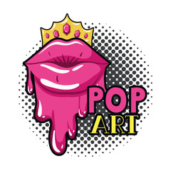 female lips dripping isolated icon