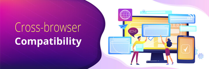 Cross-browser compatibility concept banner header. - obrazy, fototapety, plakaty