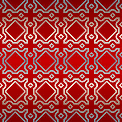 Vector Seamless Pattern With Abstract Geometric Style. Repeating Sample Figure And Line. Paper For Scrapbook. Red silver color