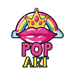 female lips pop art style isolated icon