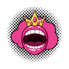 female mouth pop art style isolated icon