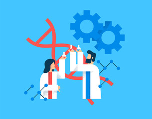 Science concept illustration of scientist lab people