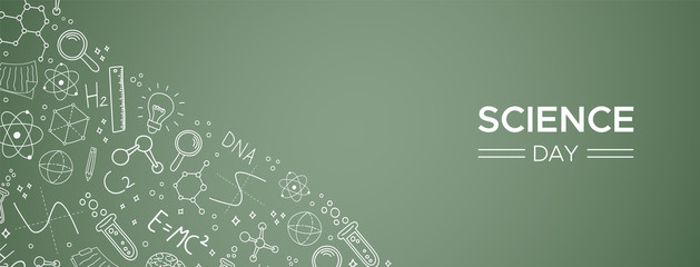 Science day blackboard doodle web banner