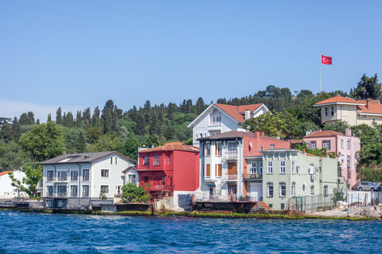 buildings and palaces on the side of besphore in Istanbul in turkey