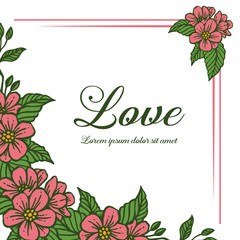 Vector illustration background flower with lettering love hand drawn
