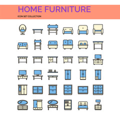 Home Furniture Icons Set. UI Pixel Perfect Well-crafted Vector Thin Line Icons. The illustrations are a vector.