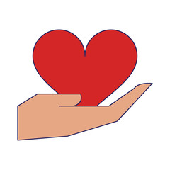 heart on hand open symbol