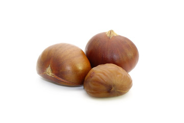 Chestnuts : Roasted chestnuts isolated on white background.