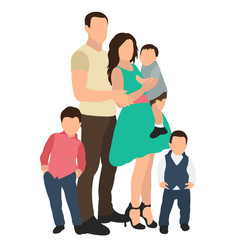  flat style, people without a face, family