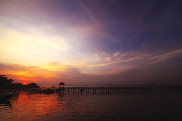 Beautiful sunset on the ocean blue