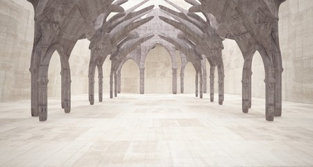 Abstract  concrete gothic interior. 3D illustration and rendering.