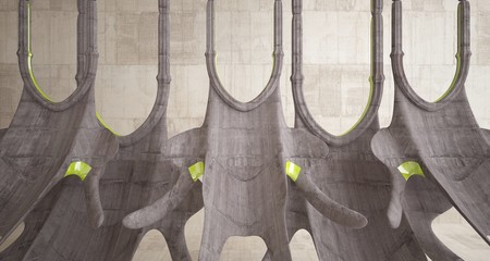 Abstract  concrete gothic interior. 3D illustration and rendering.