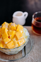 Sweet mango Binsu Korean shaved ice snow dessert