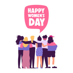 Obraz premium Happy Womens Day card of women friends together