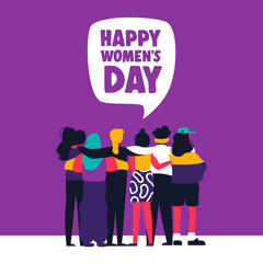 Happy Womens Day card of women friends together