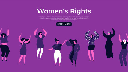 Fototapeta na wymiar Womens Rights web landing page template