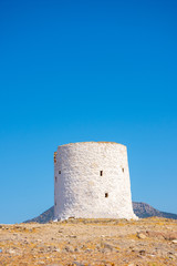 Naklejka premium Demolished windmills on the hill in the city of Bodrum