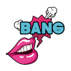 female mouth with speech bubble isolated icon