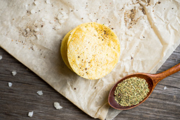 Salty chips on the rustic background. Selective focus. Shallow depth of field.