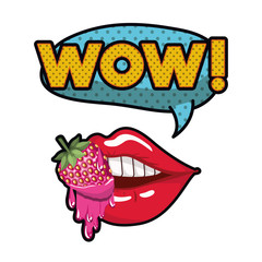 female mouth with speech bubble isolated icon