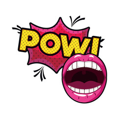 female mouth with speech bubble isolated icon