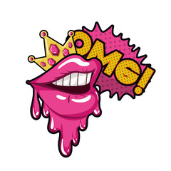 female mouth with speech bubble isolated icon
