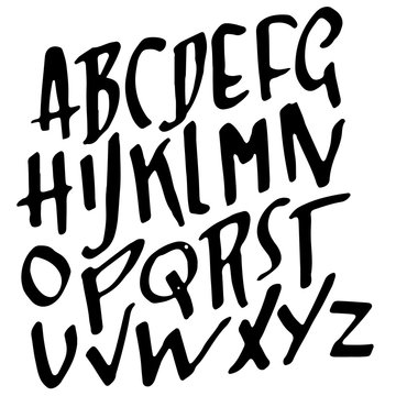 Modern brush lettering. Handdrawn grunge ink font. Vector illustration.
