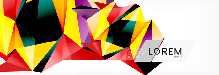 Triangle 3d polygonal art style. Future geometric design. Vector geometry futuristic illustration