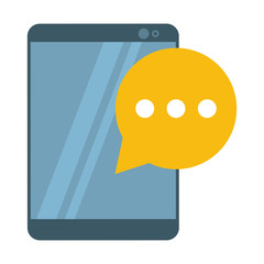 Tablet with chat bubble symbol