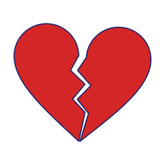 love broken heart symbol blue lines