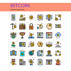 Bitcoin Icons Set. UI Pixel Perfect Well-crafted Vector Thin Line Icons. The illustrations are a vector.