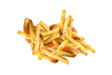 Group of french fries on white background