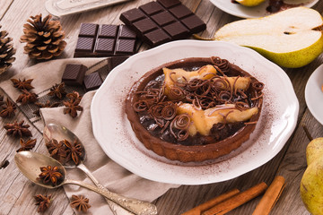 Pear and Chocolate Tart.